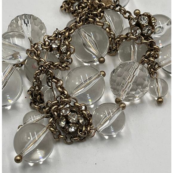 J. Crew Faceted Glass Lucite Bead Cluster Statement Chain Gold Tone Necklace - Picture 8 of 8